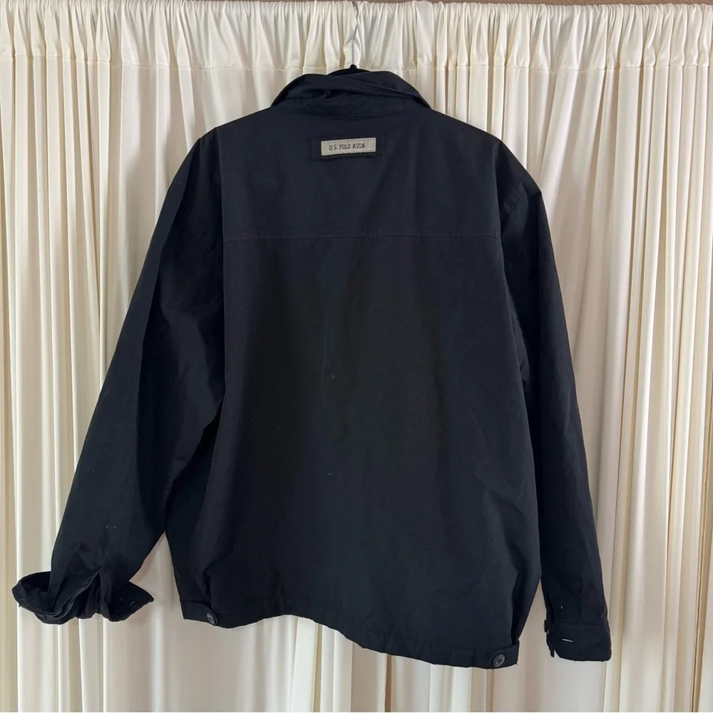 U.S. Polo Assn Black Jacket Harrington Lined Full Zip Water Resistant Size XL‎